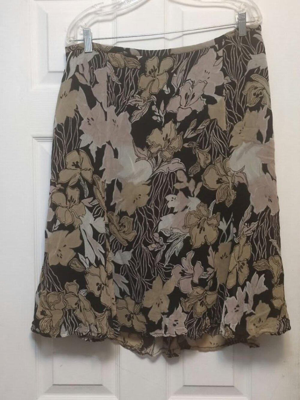 VTG Newport News Earth Tone Floral Midi Skirt 14W Plus Size Whimsygoth Dk Floral